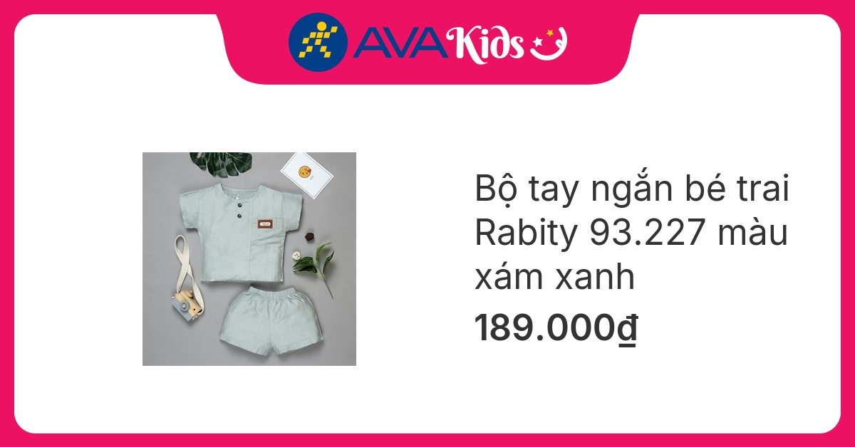 Bộ tay ngắn bé trai Rabity 93.227 màu xám xanh