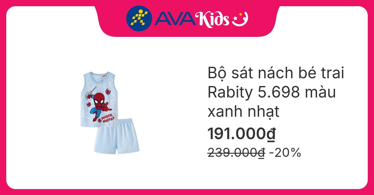 Bộ sát nách bé trai Rabity 5.698 màu xanh nhạt