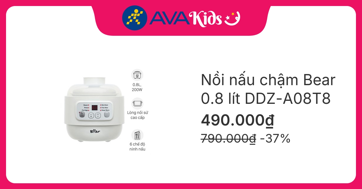 Nồi nấu chậm Bear 0.8 lít DDZ-A08T8