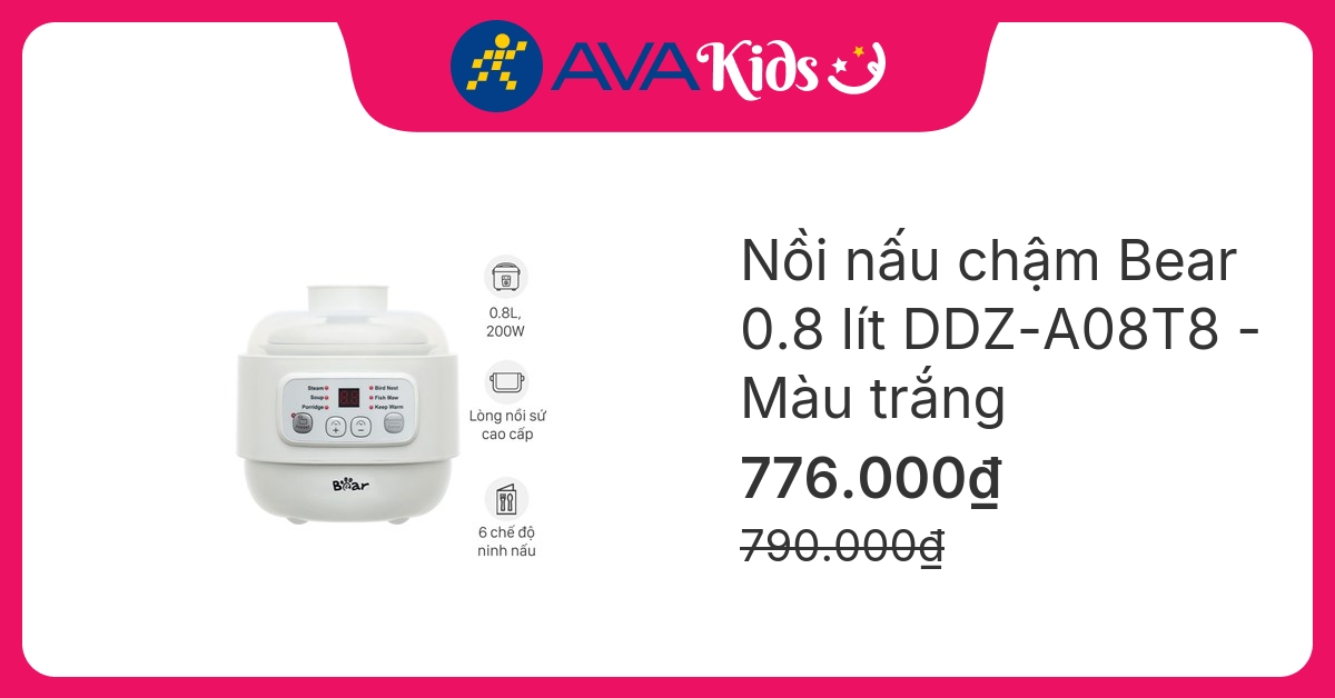 Nồi nấu chậm Bear 0.8 lít DDZ-A08T8
