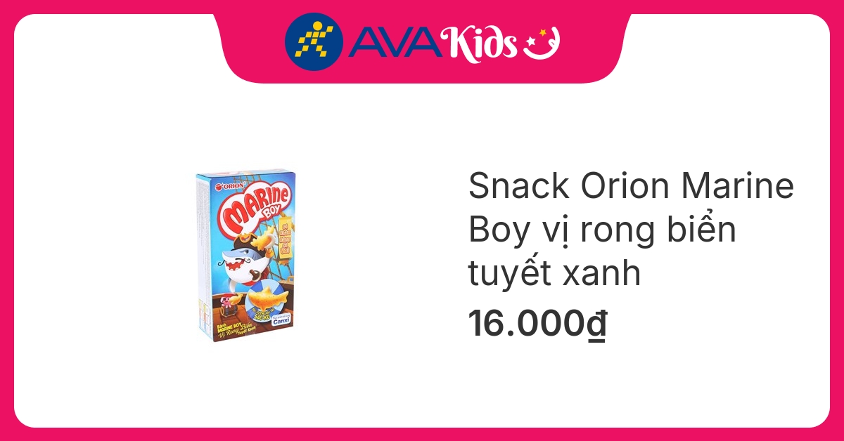 Snack Orion Marine Boy vị rong biển tuyết xanh gói 32g (từ 4 tuổi)