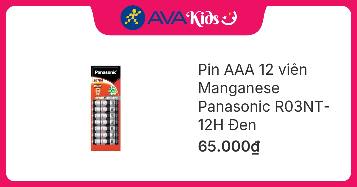 Pin AAA 12 viên Manganese Panasonic R03NT-12H Đen