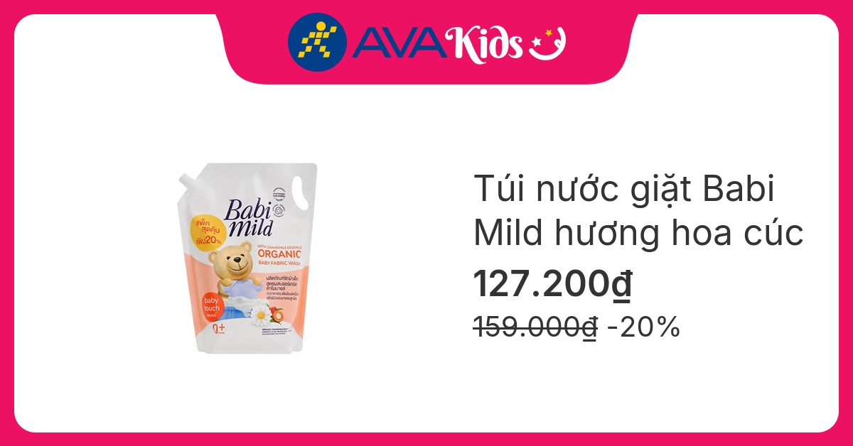 Nước giặt quần áo cho bé Babi Mild hương hoa cúc túi 2.4 lít