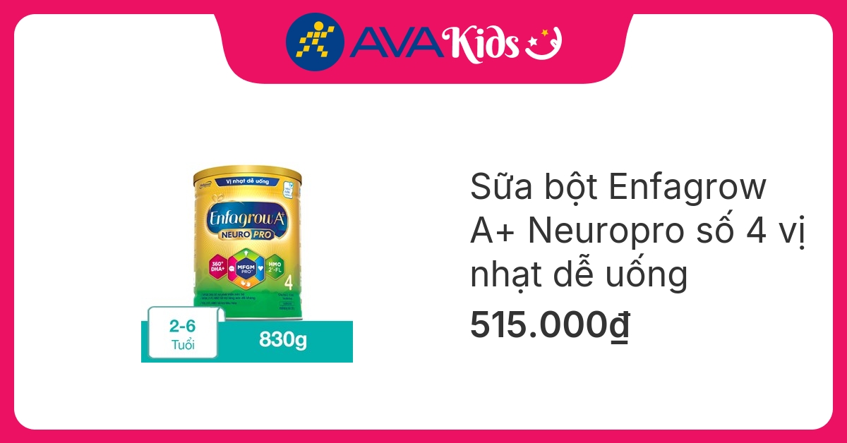 Sữa bột Enfagrow A+ Neuropro số 4 vị nhạt dễ uống 830g (2 - 6 tuổi)