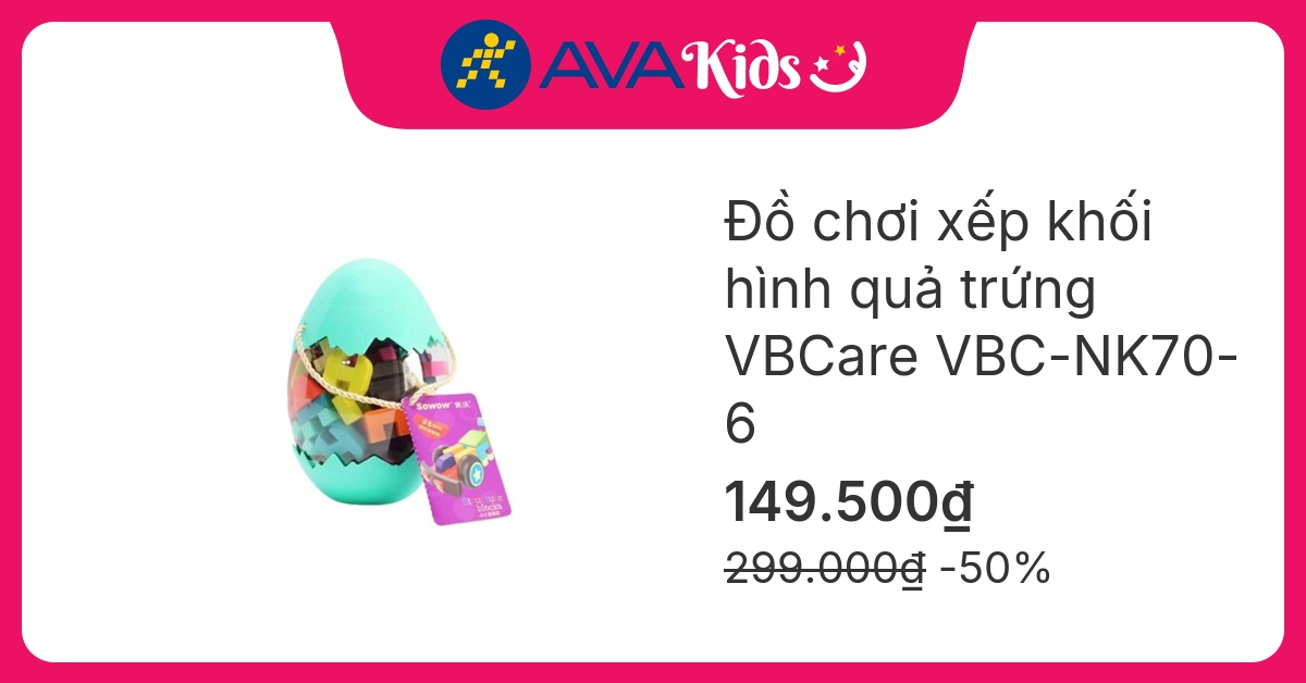 Đồ chơi xếp khối hình quả trứng VBCare VBC-NK70-6 (53 chi tiết) hover