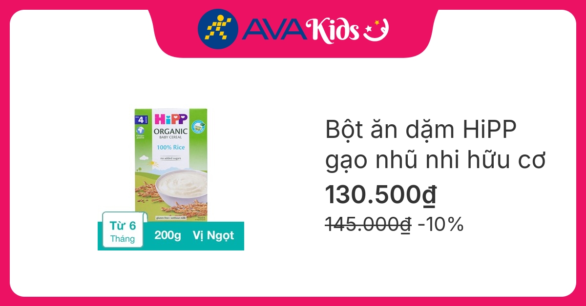 Bột ăn dặm HiPP gạo nhũ nhi hữu cơ hộp 200g (từ 6 tháng)