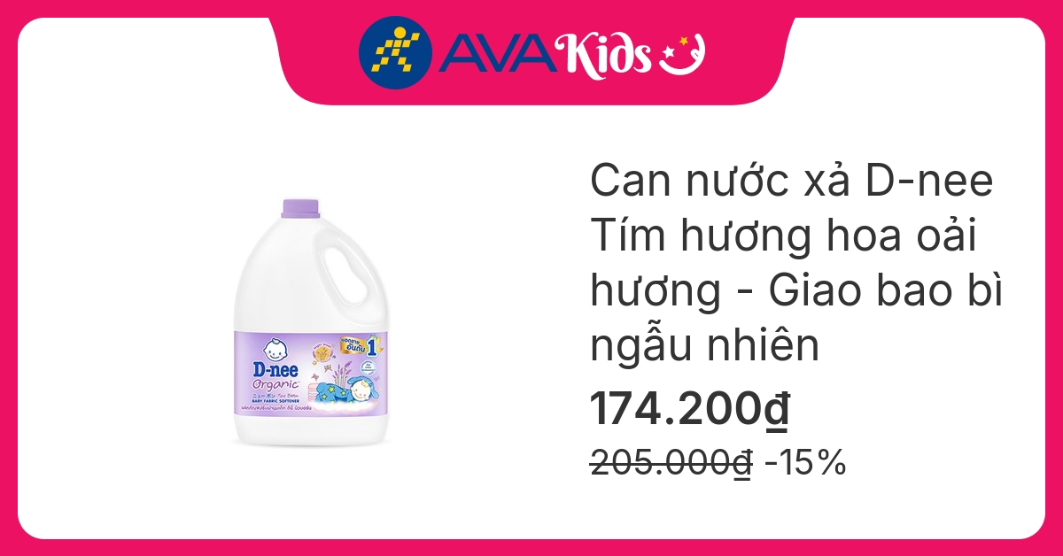 Nước xả quần áo cho bé D-nee Tím hương hoa oải hương can 2.8 lít - Giao bao bì ngẫu nhiên