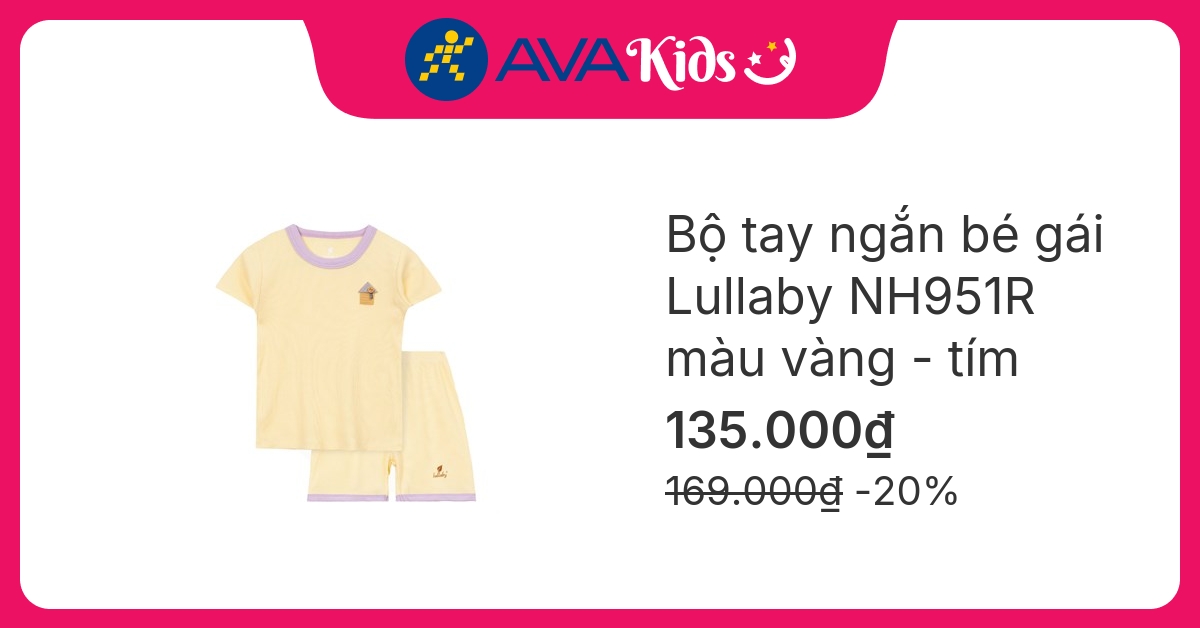 Bộ tay ngắn bé gái Lullaby NH951R màu vàng - tím