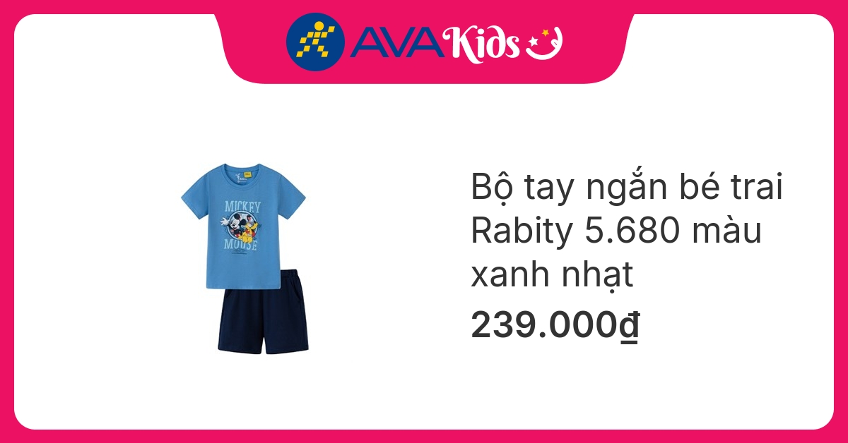 Bộ tay ngắn bé trai Rabity 5.680 màu xanh nhạt