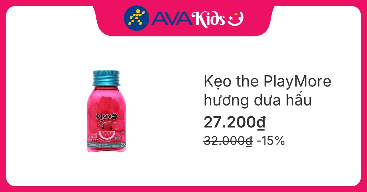 Kẹo the PlayMore hương dưa hấu hũ 22g (từ 3 tuổi)