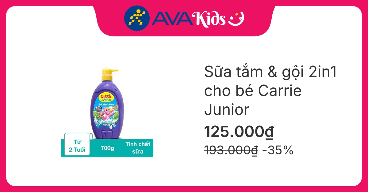 Sữa tắm & gội 2in1 cho bé Carrie Junior tinh chất sữa 700g (từ 2 tuổi)