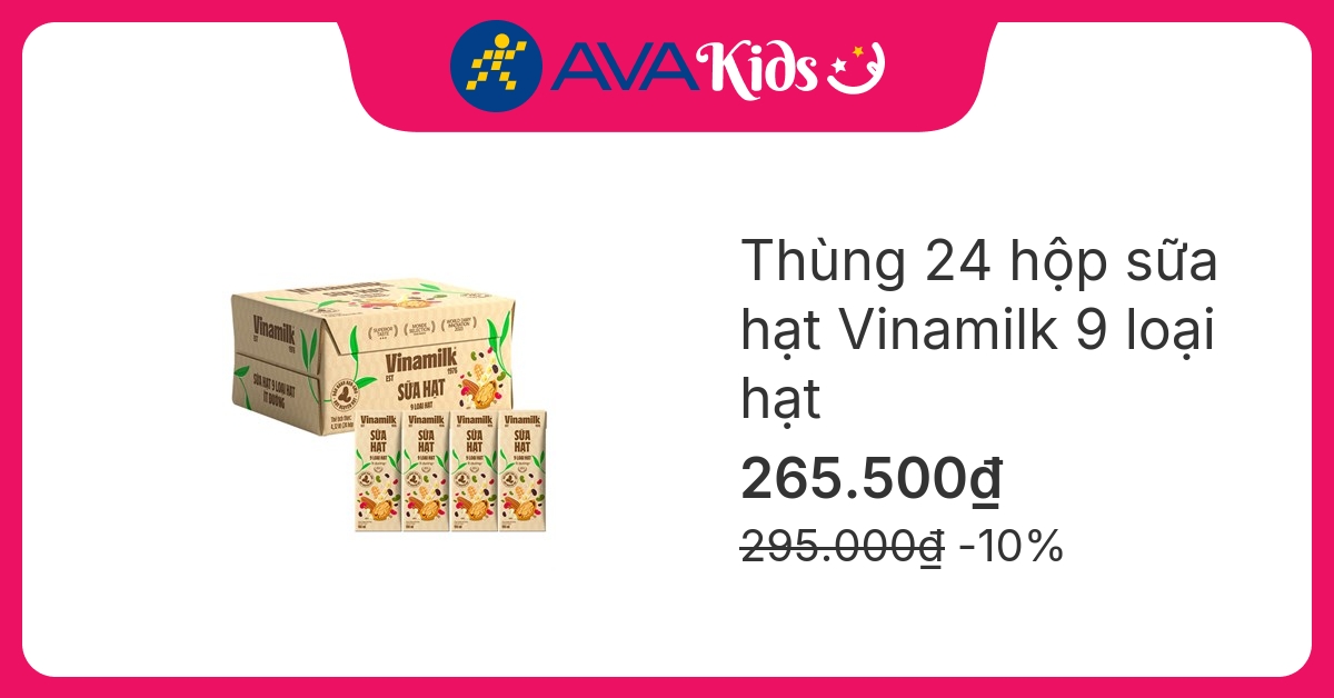 Thùng 24 hộp sữa hạt Vinamilk 9 loại hạt 180 ml (từ 4 tuổi)