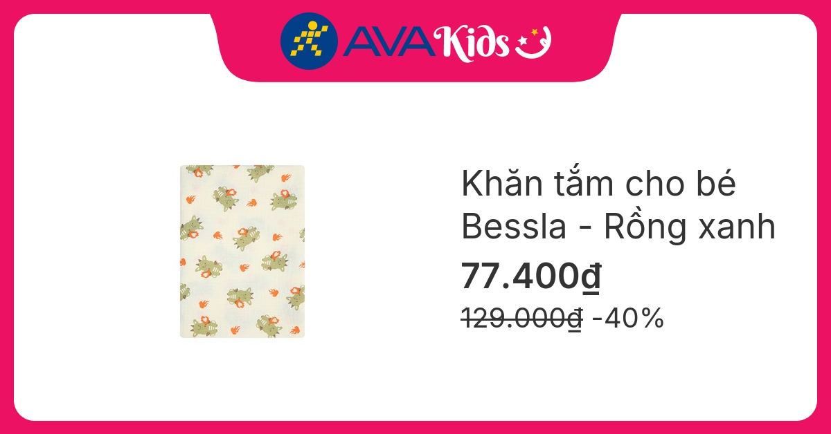 Khăn tắm muslin Bessla 2 lớp 90x100 cm - Rồng xanh