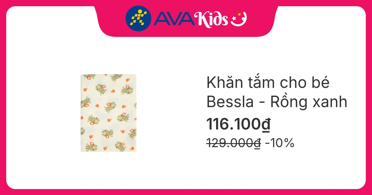 Khăn tắm muslin Bessla 2 lớp 90x100 cm - Rồng xanh