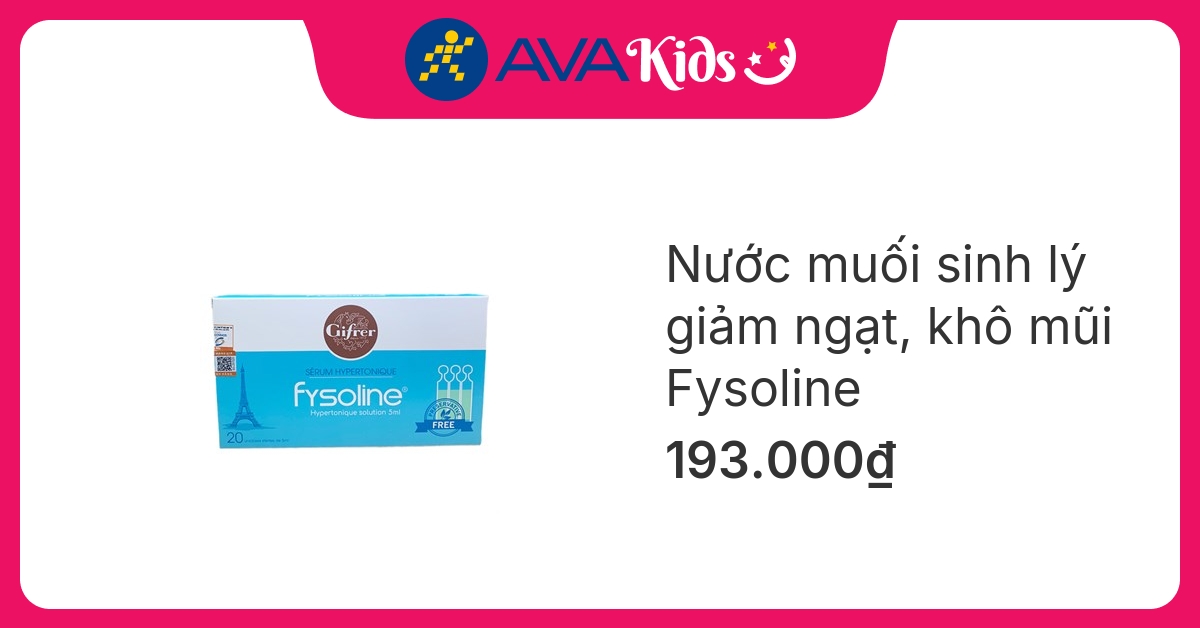 Nước muối sinh lý giảm ngạt, khô mũi Fysoline 5 ml (Hộp 20 ống)