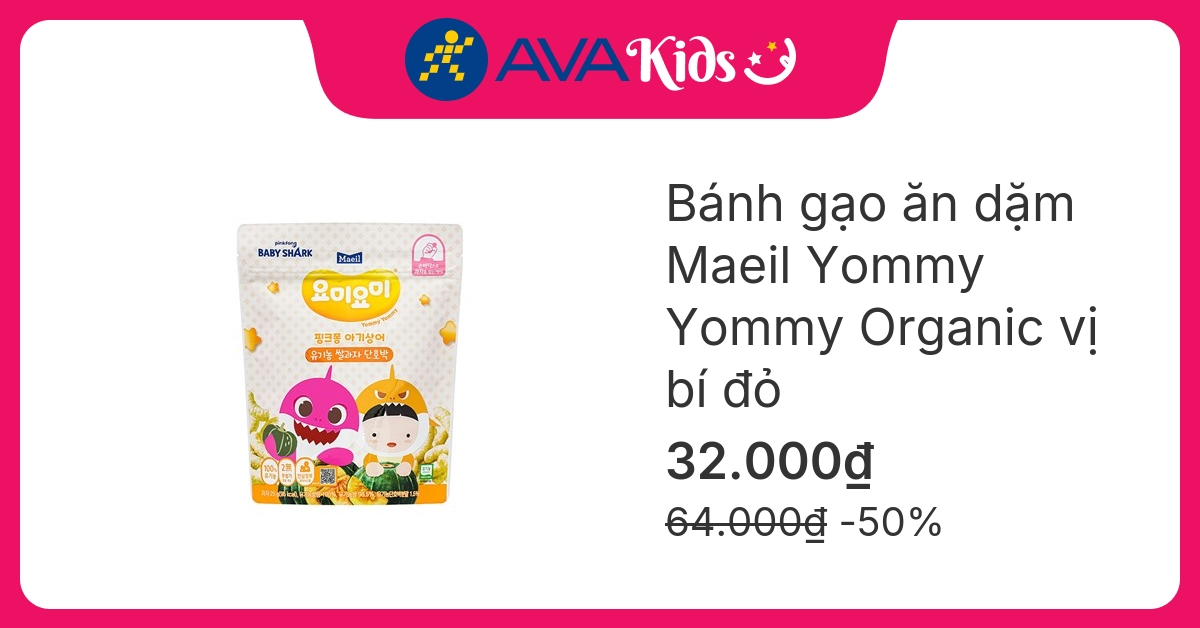 Bánh gạo ăn dặm Maeil Yommy Yommy Organic vị bí đỏ gói 25g (từ 7 tháng) hover