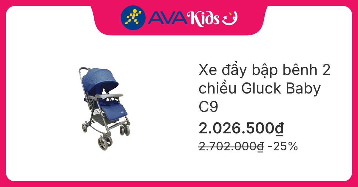 Xe đẩy bập bênh 2 chiều gấp gọn Gluck Baby C9 (0 - 5 tuổi) - Màu xanh navy