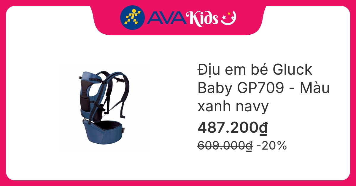 Địu em bé 8 tư thế Gluck Baby GP709 - Màu xanh navy (3 - 25 tháng)