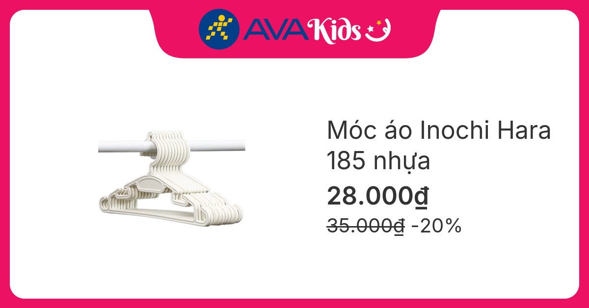 Móc áo nhựa mỏng Inochi Hara 185 10 móc