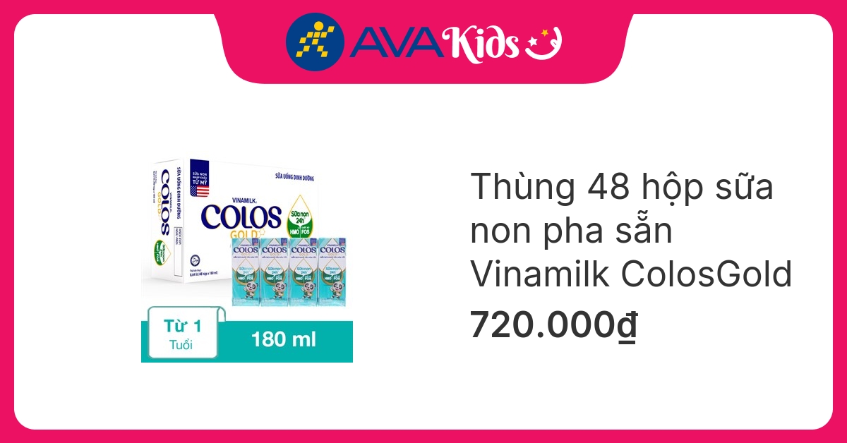 Thùng 48 hộp sữa non pha sẵn Vinamilk ColosGold 180 ml (từ 1 tuổi)
