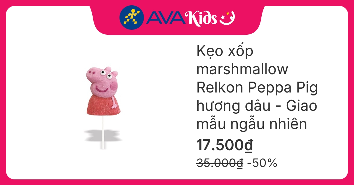 Kẹo xốp marshmallow Relkon Peppa Pig hương dâu que 45g (từ 3 tuổi) - Giao mẫu ngẫu nhiên