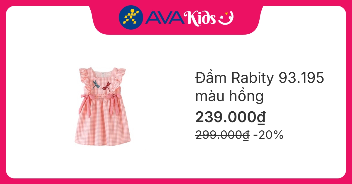 Đầm bé gái Rabity 93.195 màu hồng