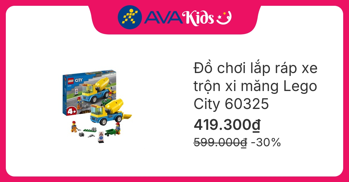 Đồ chơi lắp ráp xe trộn xi măng Lego City 60325 (85 chi tiết) hover