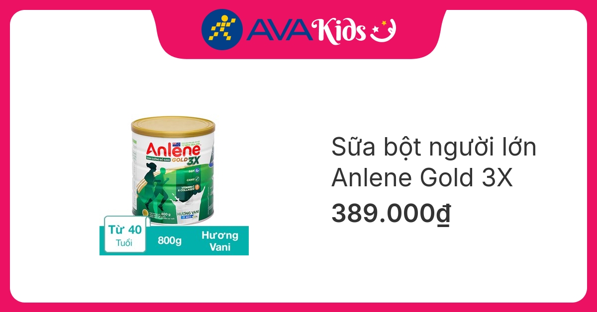 Sữa bột người lớn Anlene Gold 3X hương vani 800g