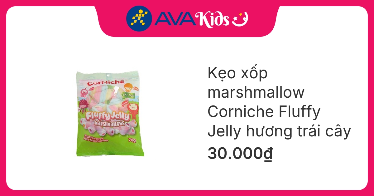 Kẹo xốp marshmallow Corniche Fluffy Jelly hương trái cây gói 70g (từ 3 tuổi)