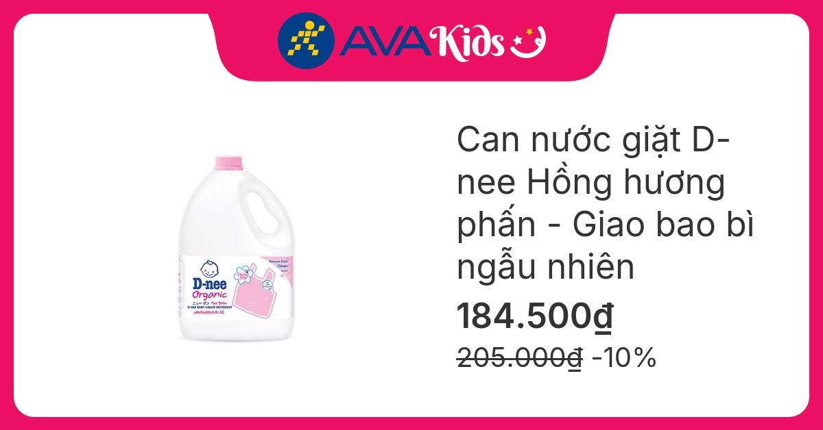 Nước giặt quần áo cho bé D-nee Hồng hương phấn can 3 lít - Giao bao bì ngẫu nhiên