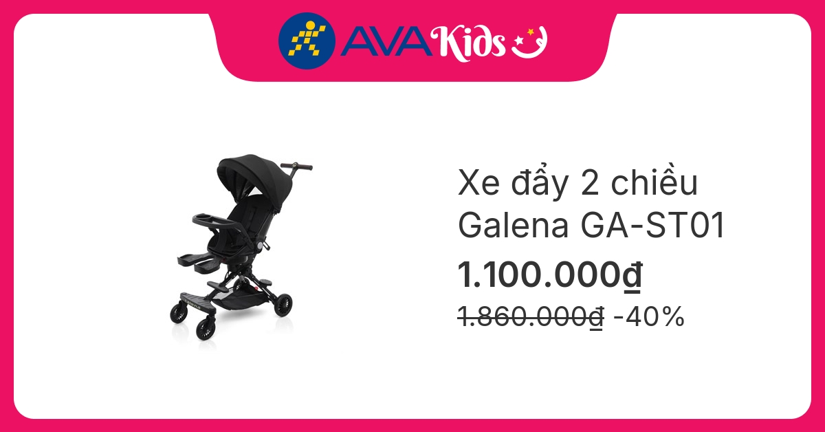 Xe đẩy 2 chiều gấp gọn Galena GA-ST01 (1 - 48 tháng) - Màu đen