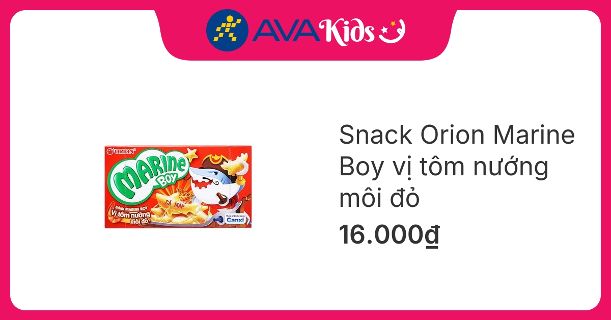 Snack Orion Marine Boy vị tôm nướng môi đỏ gói 32g (từ 4 tuổi)