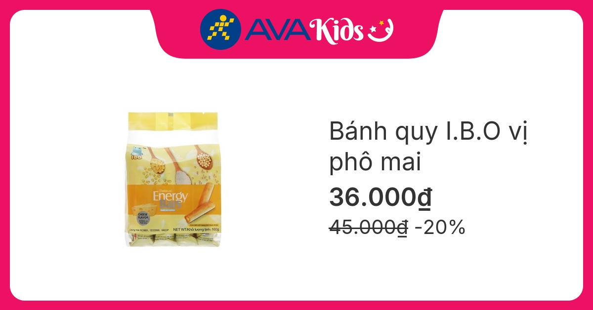 Bánh quy I.B.O vị phô mai gói 160g (từ 3 tuổi)