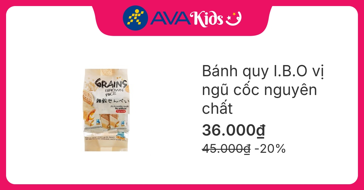 Bánh quy I.B.O vị ngũ cốc nguyên chất gói 150g (từ 3 tuổi)