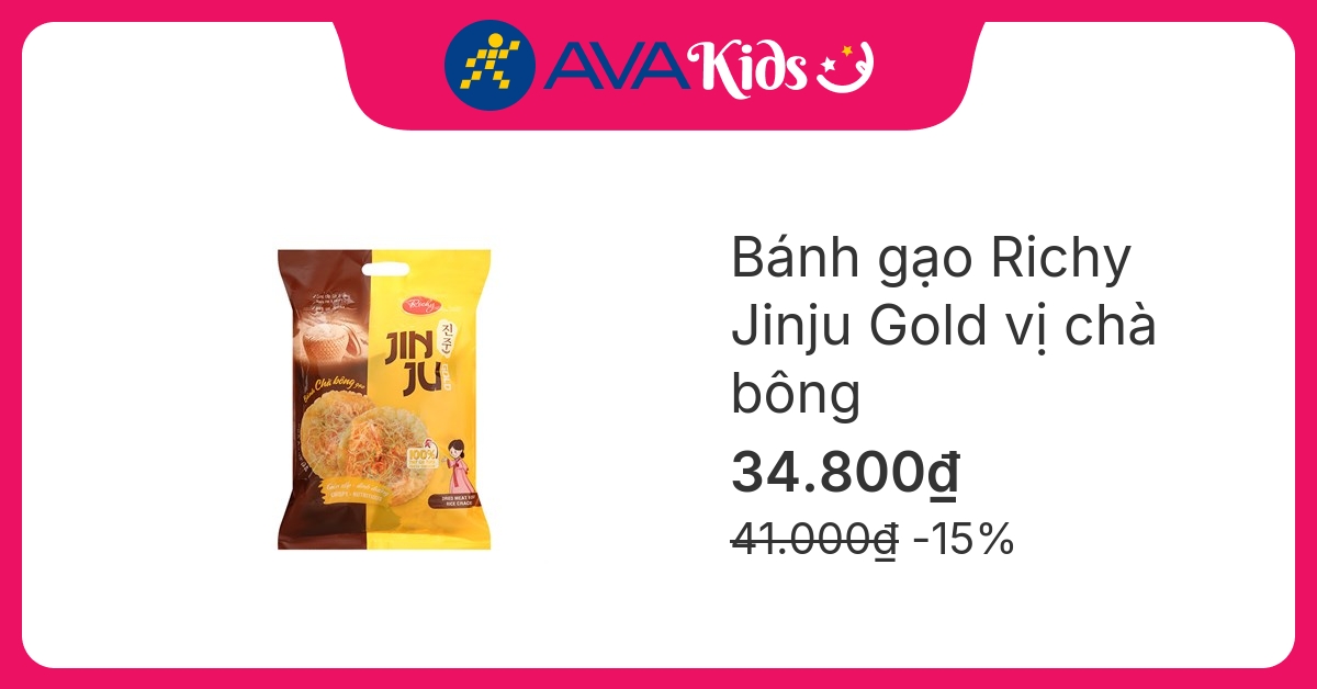 Bánh gạo Richy Jinju Gold vị chà bông gói 168g (từ 1 tuổi)