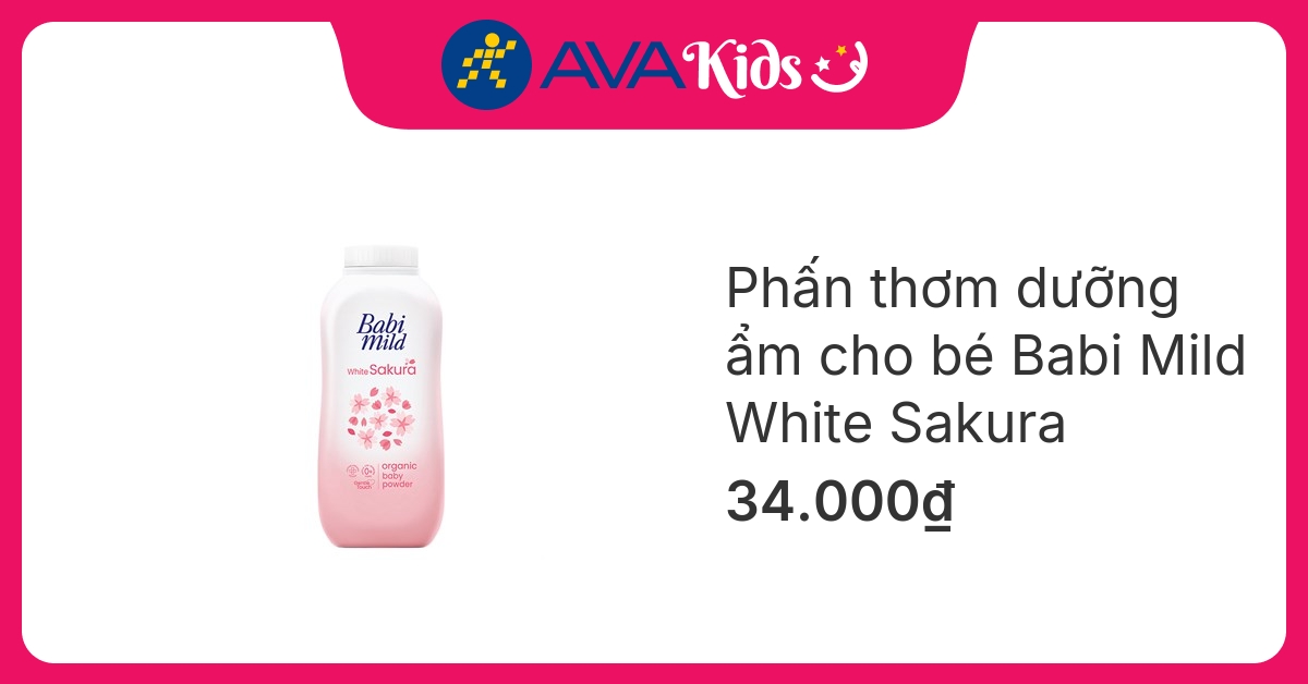 Phấn thơm dưỡng ẩm cho bé Babi Mild White Sakura 160g