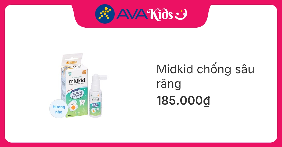 Midkid chống sâu răng hương nho, 30 ml dạng xịt (từ 1 tuổi)
