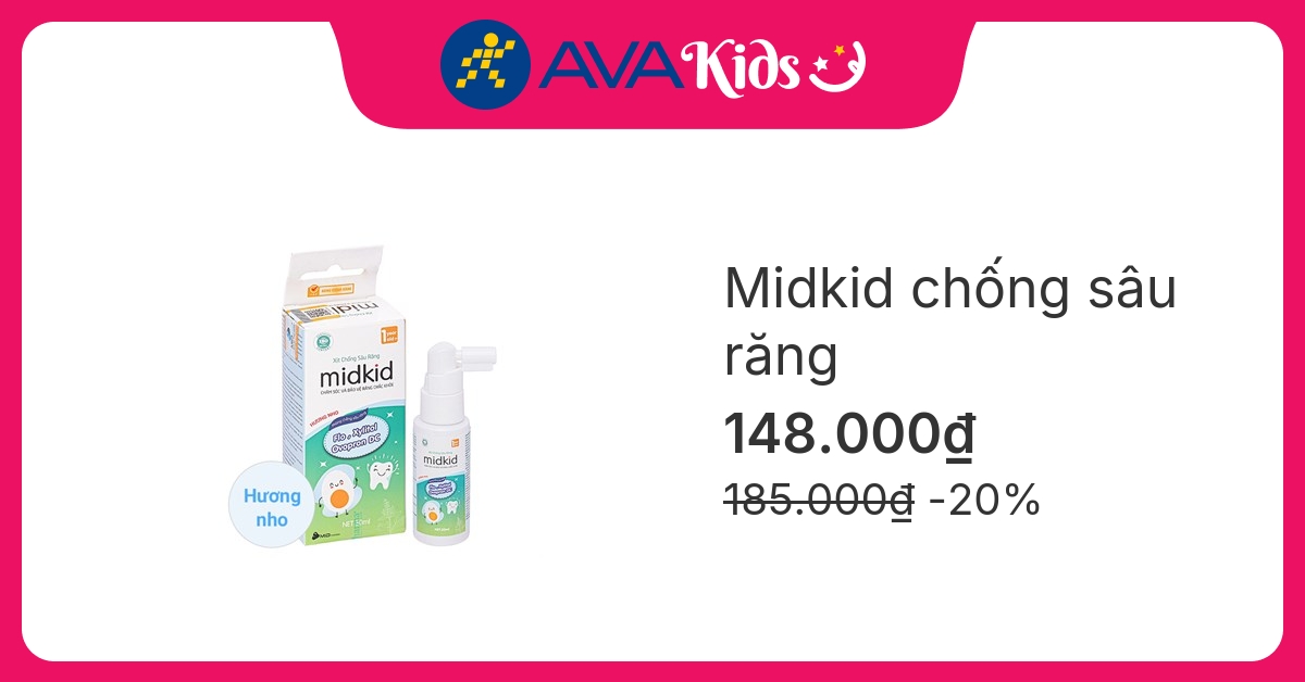 Midkid chống sâu răng hương nho, 30 ml dạng xịt (từ 1 tuổi)