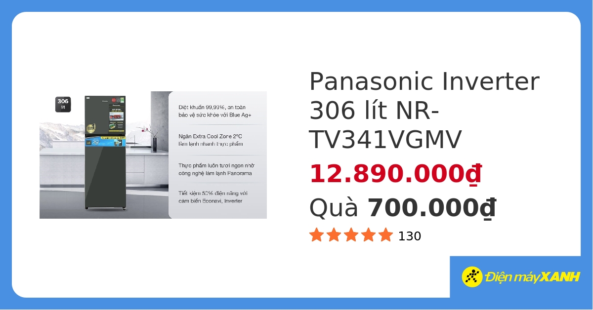 Tủ lạnh Panasonic Inverter 306 lít NR-TV341VGMV hover