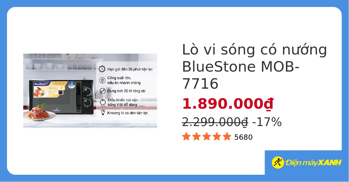 Lò vi sóng có nướng BlueStone MOB-7716 20 lít hover