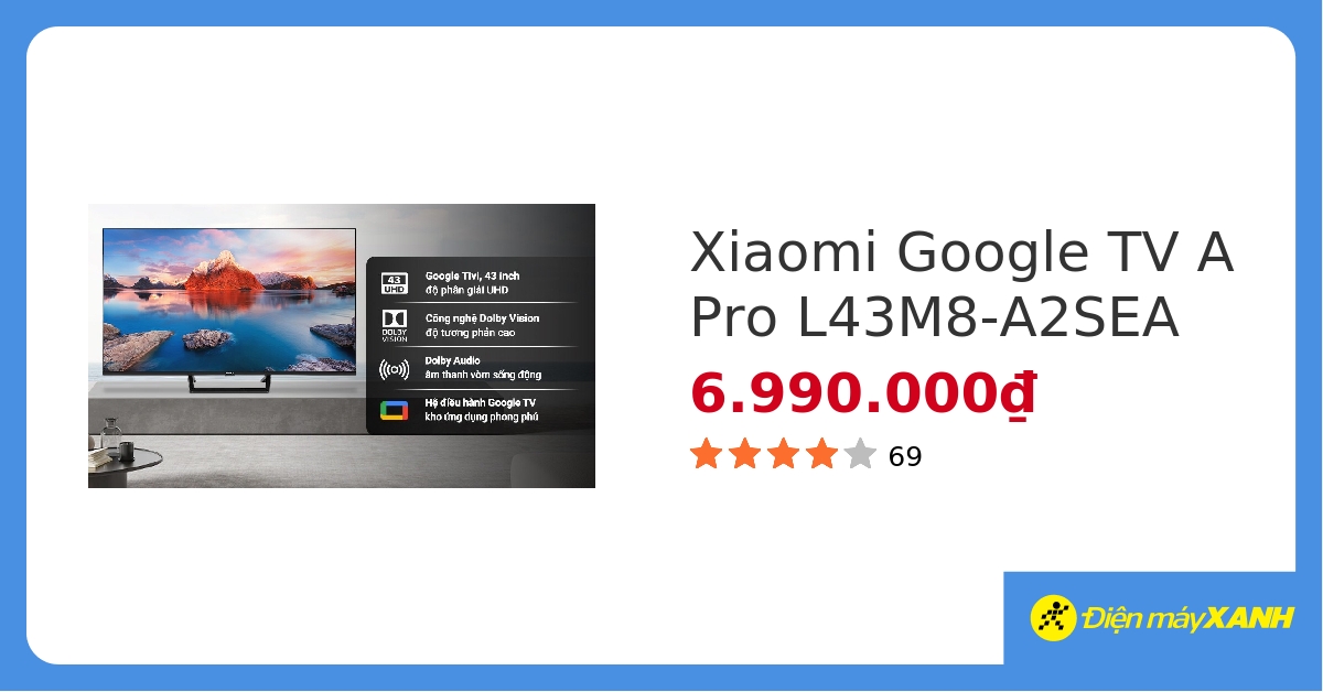 Google Tivi Xiaomi A Pro 4K 43 inch L43M8-A2SEA&312860 hover