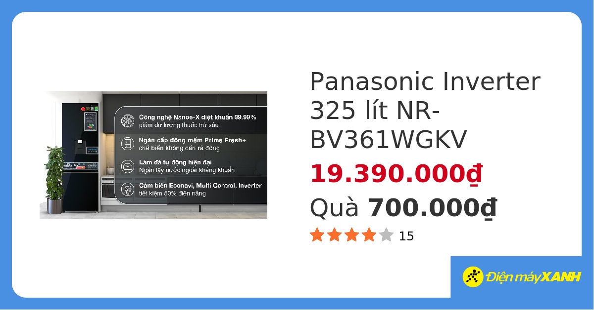 Tủ lạnh Panasonic Inverter 325 lít NR-BV361WGKV hover