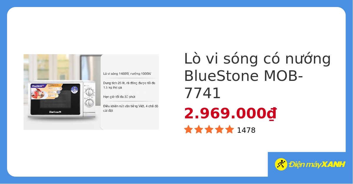 Lò vi sóng có nướng Bluestone MOB-7741 25 lít hover