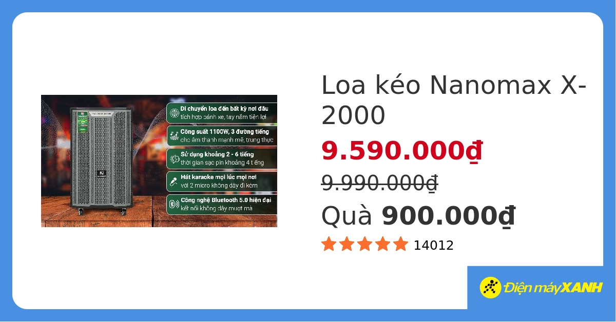 Loa kéo karaoke Nanomax X-2000 1100W hover