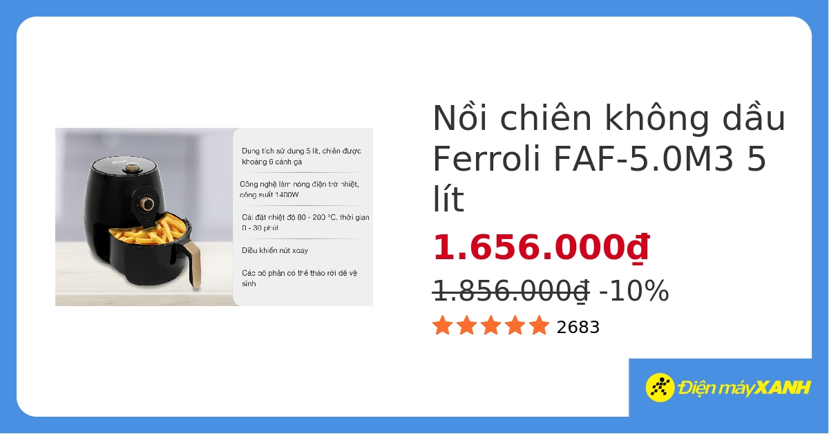 Nồi chiên không dầu Ferroli FAF-5.0M3 5 lít hover