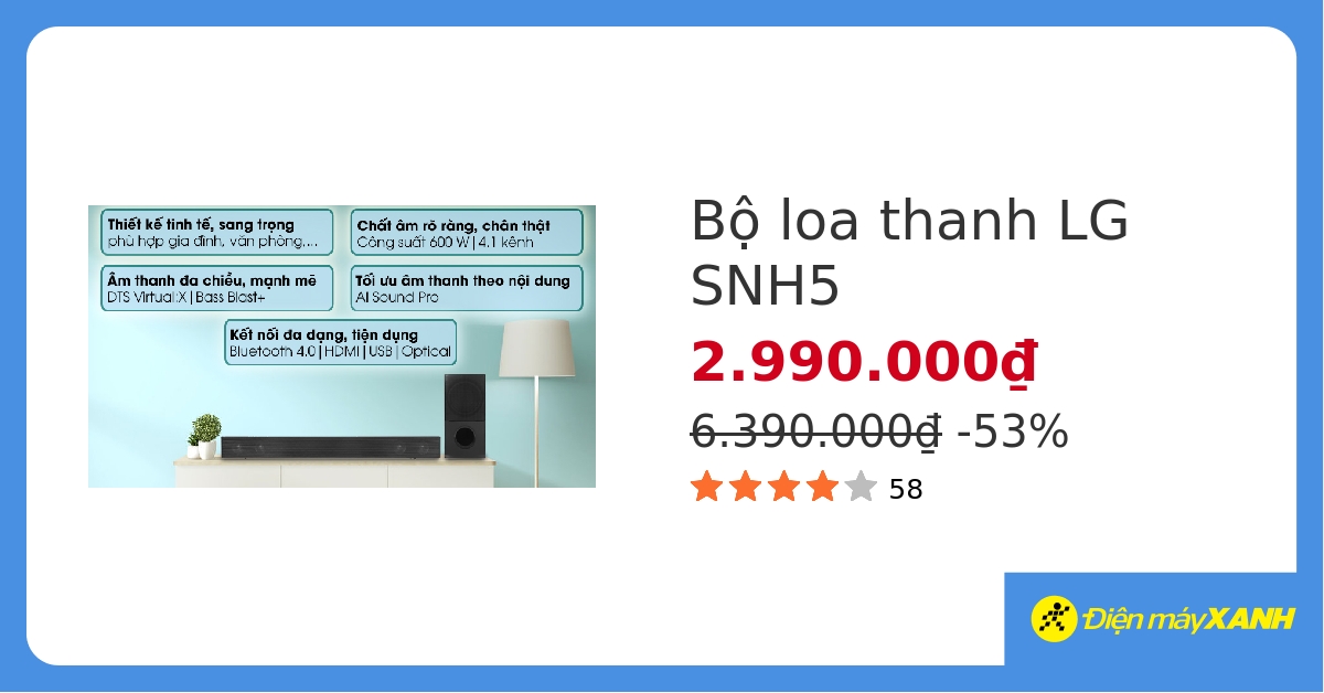Bộ loa thanh LG SNH5 600W hover