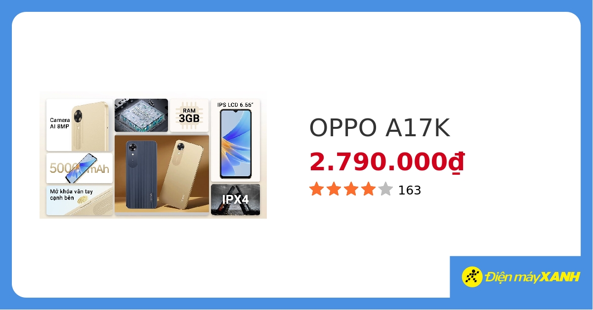 Điện thoại OPPO A17K hover