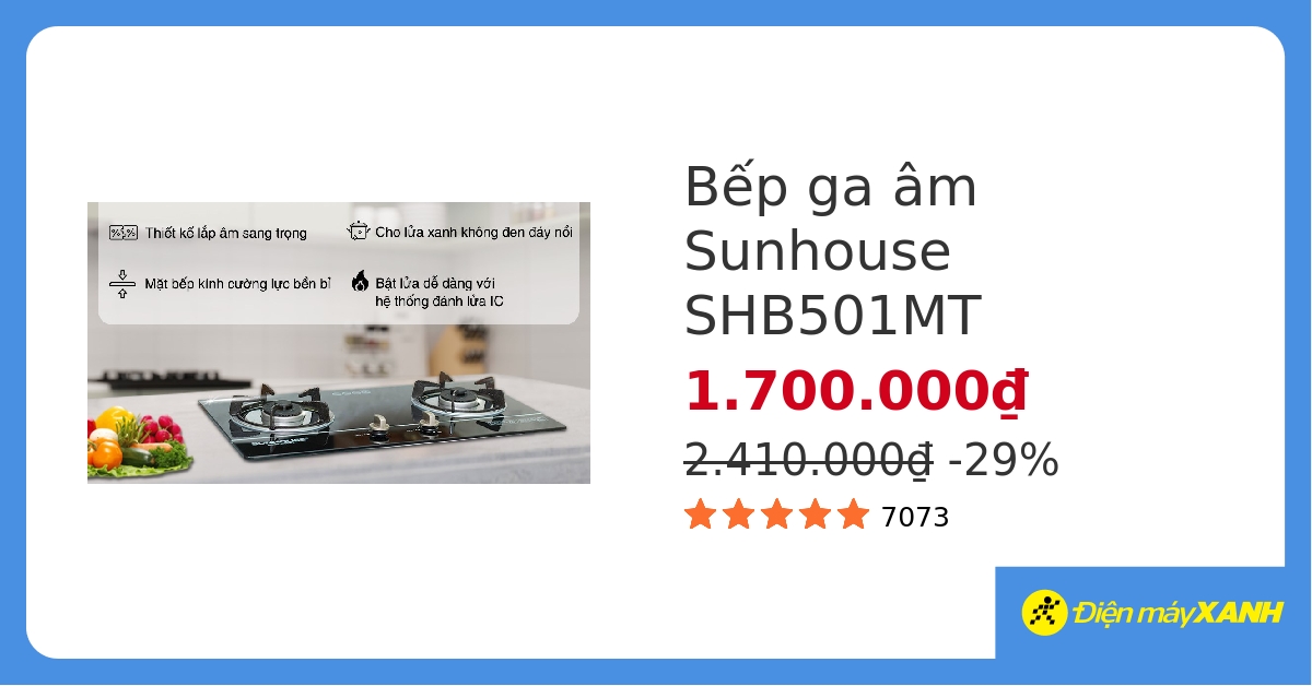 Bếp ga âm Sunhouse SHB501MT hover