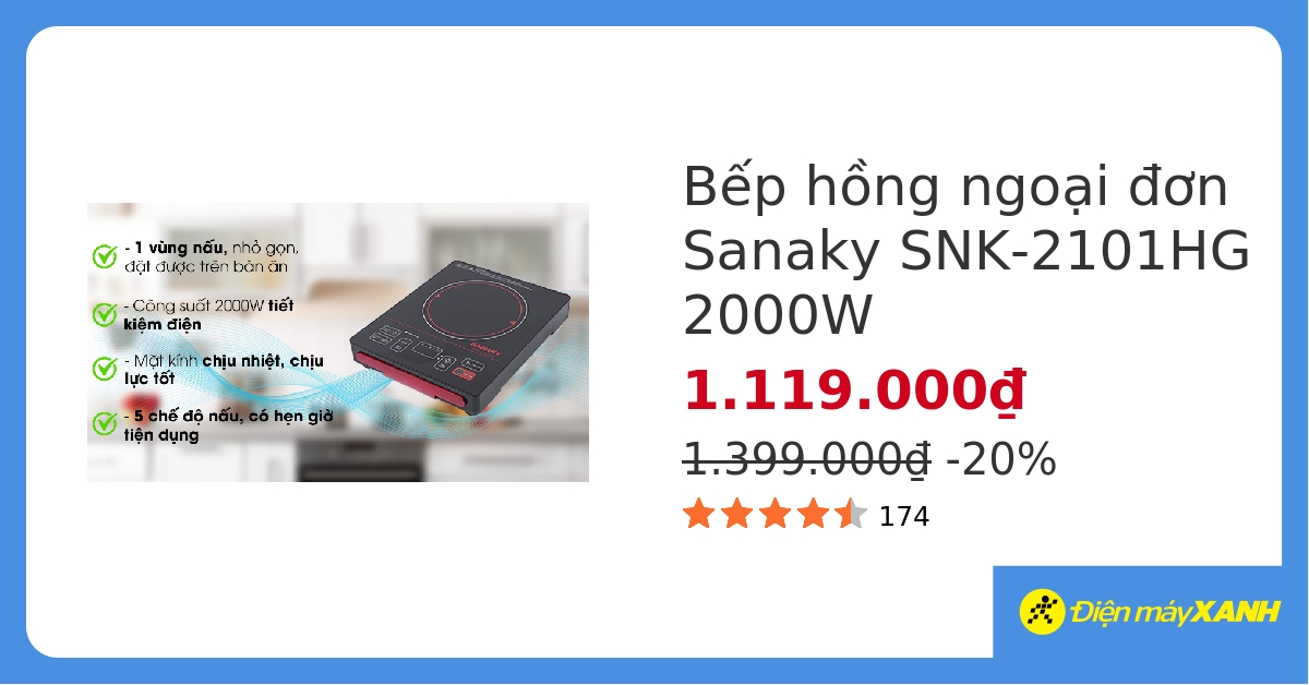 Bếp hồng ngoại Sanaky SNK-2101HG hover