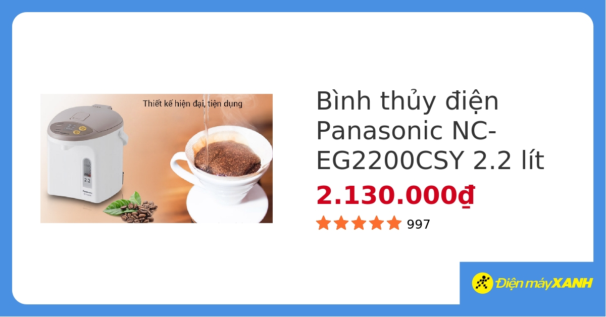 Bình thủy điện Panasonic NC-EG2200CSY 2.2 lít hover